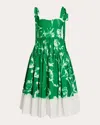 Erdem Strappy Floral Fit-flare Midi Dress In Green