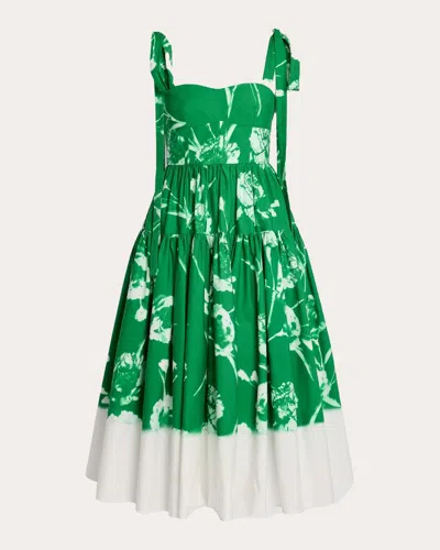 ERDEM WOMEN'S FLORAL COTTON POPLIN FIT & FLARE MIDI DRESS