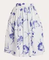 Erdem Floral-print Skirt In Carnation Cyanotype White