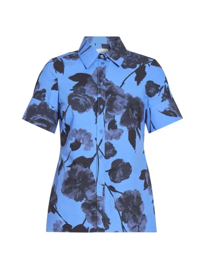 Erdem Women's Floral Cotton Shirt In Lupin Blue
