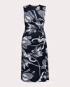 Erdem Floral-print Draped Sleeveless Midi Dress In Blue