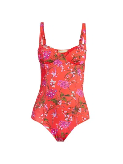 Erdem Women's Floral One-piece Swimsuit In Poppy