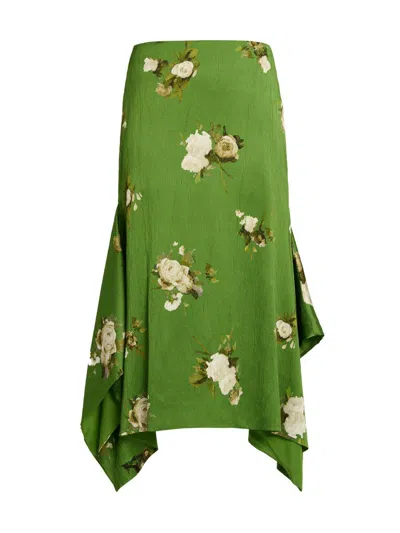 Erdem Women's Floral Pencil Midi-skirt In Green
