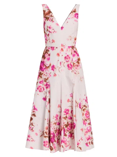Erdem Women's Floral Print Cotton Midi-dress In Pink