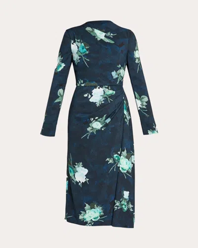 ERDEM WOMEN'S FLORAL PRINT DRAPED MIDI DRESS