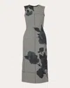 Erdem Wool Floral-printed Midi Sheath Dress In Blue