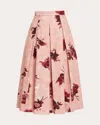 Erdem Womens Rose Slipper Pink Floral-print Pleated Cotton Midi Skirt In Pink