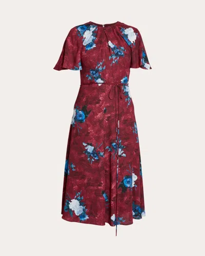 ERDEM WOMEN'S FLORAL PRINT TIE-WAIST MIDI DRESS