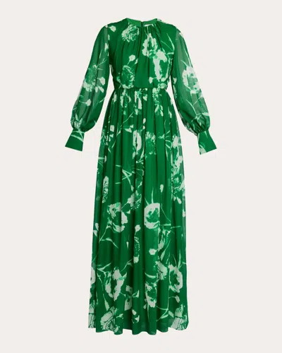ERDEM WOMEN'S FLORAL SILK VOILE GATHERED BLOUSON GOWN