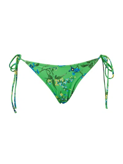 Erdem Floral-print Bikini Bottoms In Green