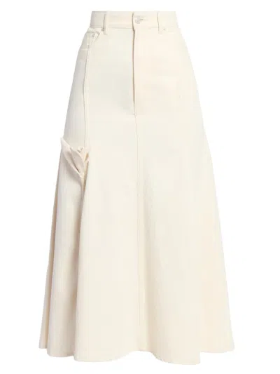 Erdem Women's Fluted Denim Midi-skirt In Neutral