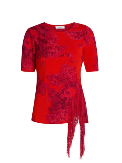 Erdem Women's French Frayed Jacquard Knit Top In Red