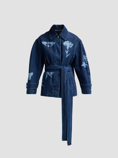 Erdem Women's Indigo Denim Floral Jacket In Blue