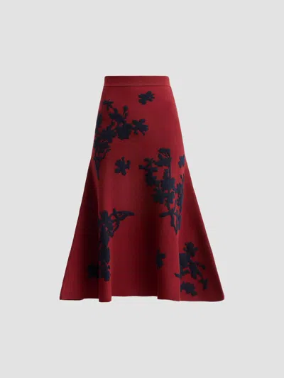 Erdem Women's Jacquard Knit Midi Skirt In Bordeaux