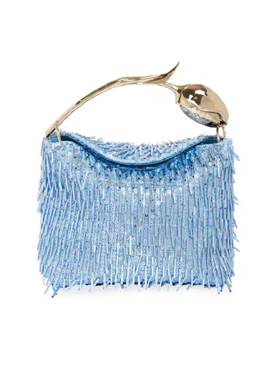 Erdem Women's Mini Bloom Beaded & Sequined Top Handle Bag In Blue