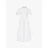 Erdem Rosette Fit-flare Button Down Midi Shirt Dress In Optic White