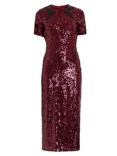 Erdem Women's Sequined Short-sleeve Cocktail Dress In Brown