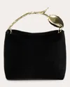 Erdem Womens Black Bloom Mini Leather Top Handle Bag In Black