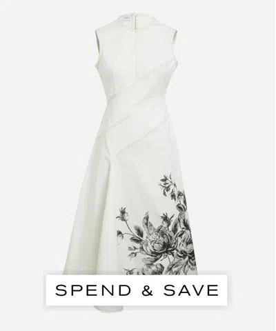 Erdem Women's Violetta Etching Sleeveless Midi Dress