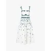 Erdem Pleated Floral-print Cotton-poplin Midi Dress In White + Multi