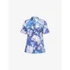 Erdem Womens Artist Garden Cobalt Floral Short-sleeves Cotton-poplin Shirt In Blue