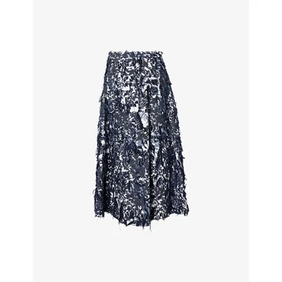 Erdem Womens Bay Blue A-line Denim Midi Skirt