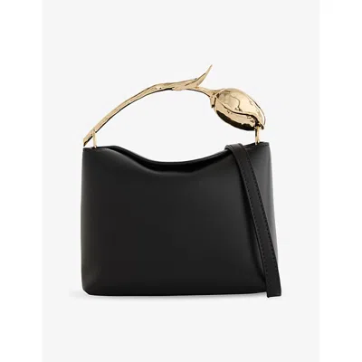 Erdem Womens Black Bloom Mini Leather Top Handle Bag