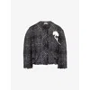 Erdem Womens Cropped Tweed Relaxed-fit Cotton-blend Jacket Black In Black