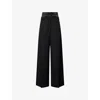 Erdem Womens Black Double-waistband Wide-leg Wool Trousers In Black
