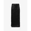 Erdem Womens Black Sequin Slim-fit Stretch-woven Midi Skirt In Black