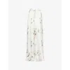 Erdem Womens Botanical Garden White Graphic-pattern Wide-leg Silk Trousers