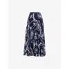 Erdem Womens Botanical Midnight Pleated High-waist Woven Midi Skirt In Multi