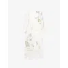 Erdem Womens Botanical Violet White Floral-print Puff-sleeve Linen Midi Dress