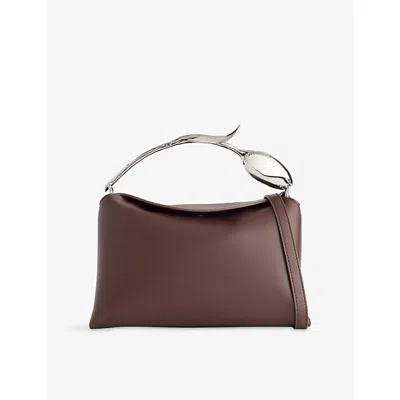 Erdem Womens  Mid Bloom Leather Handbag In Brown