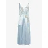 Erdem Womens Cloud Embellished Sleeveless Woven Midi Dress In Gray