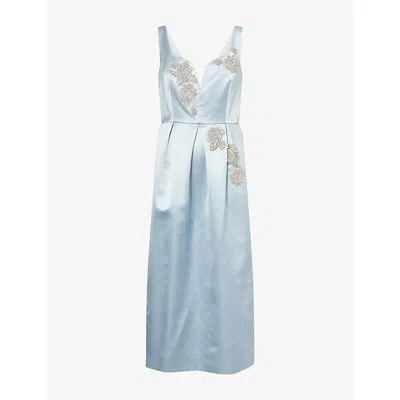 Erdem Womens Cloud Embellished Sleeveless Woven Midi Dress In Gray