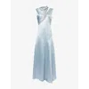Erdem Womens Cloud Crystal-embellished Sleeveless Satin Gown In Gray