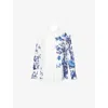 Erdem Womens Cyanotype Etching White Floral Pleated Woven Shirt In Multi