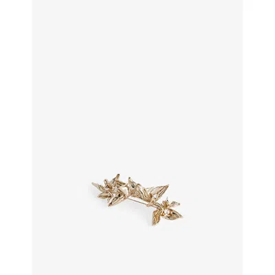 Erdem Womens Flower Brass Brooch Light Gold