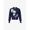 Erdem Embroidered Knit Merino Wool Sweater In Bright Indigo