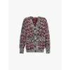 Erdem Oversized Wool-blend Cardigan In Black + White + Plum
