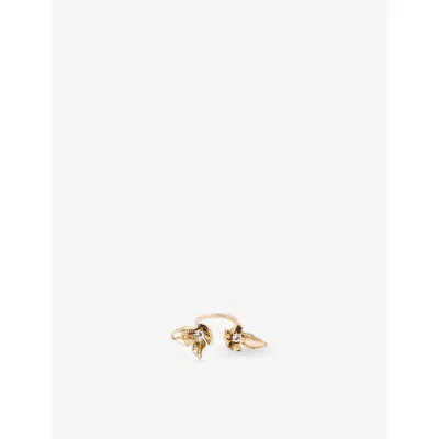 Erdem Womens Light Gold Small Flower Brass Ring