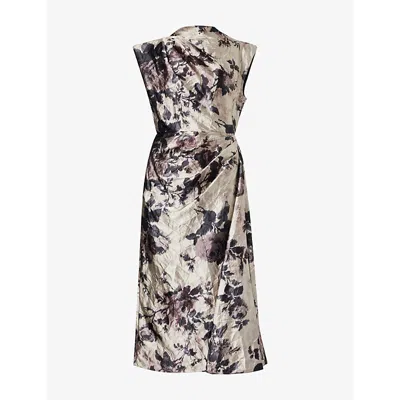 Erdem Womens Floral-print Draped Satin Midi Dress Fonteyn Rose Pearl In Multi