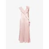 Erdem Womens Slipper Flower-appliqué Sleeveless Satin Cocktail Midi Dress In Pink