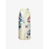 Erdem Womens Garden Venetian Yellow Floral Pencil Woven Midi Skirt In Neutral