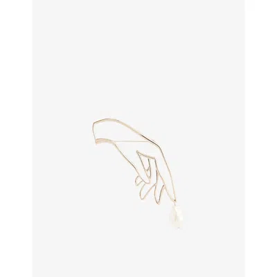 Erdem Womens Light Gold Hand Brass And Pearl Brooch