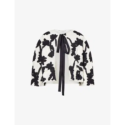 Erdem Womens Ivory Floral Jacquard Woven Jacket In White