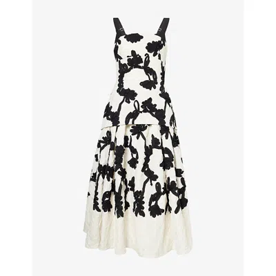 Erdem Womens Ivory Jacquard Floral Woven Midi Dress In White