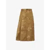 Erdem Floral-jacquard Cotton Midi Skirt In Khaki
