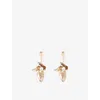 Erdem Womens Light Gold Small Flower Half Ring Brass And  Glass Crystals Earrings In Gold